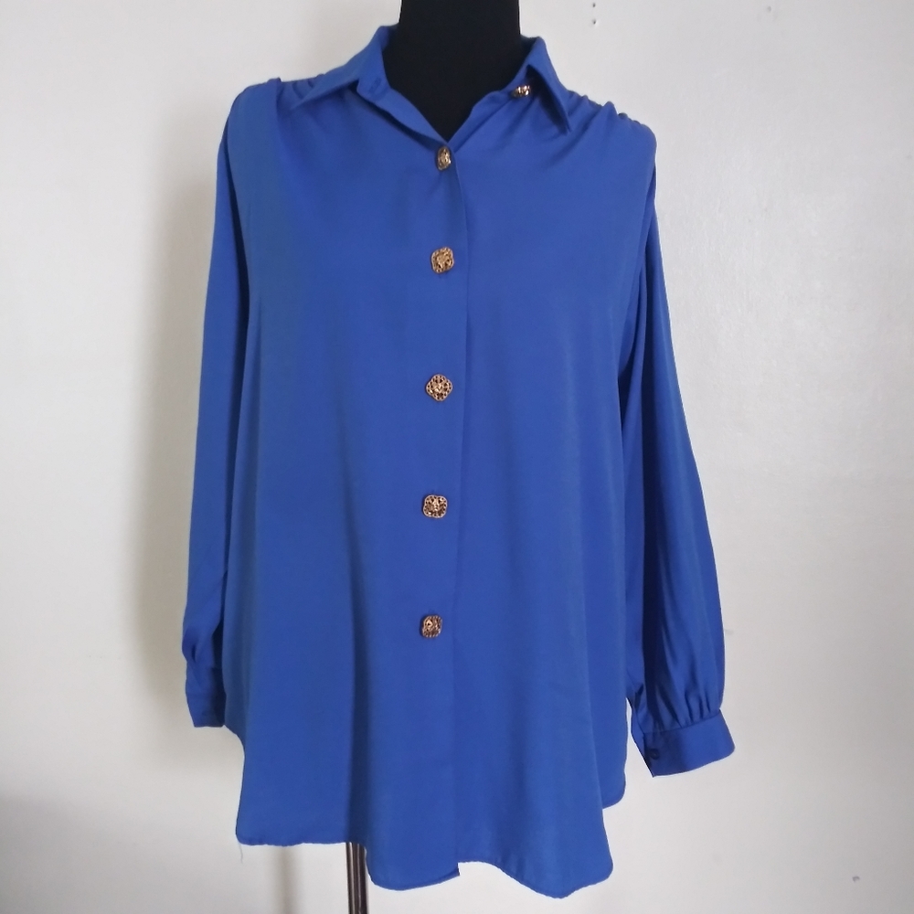 Vintage royal blue long sleeve button down